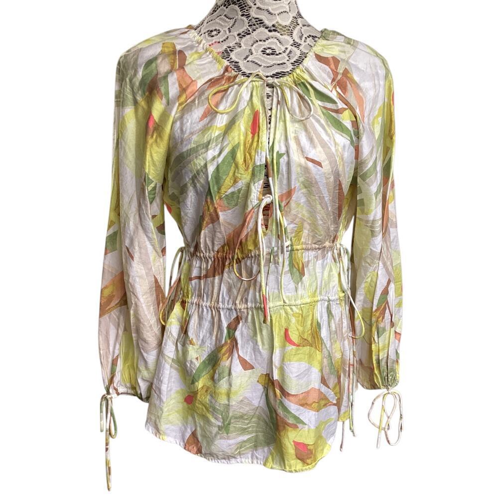 H&M drawstring‎ detail blouse high side slit  sz XS